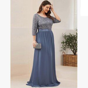 Ever-Pretty Women's Round Neck Sequin PartyDress Long Plus Size Evening Dress 20